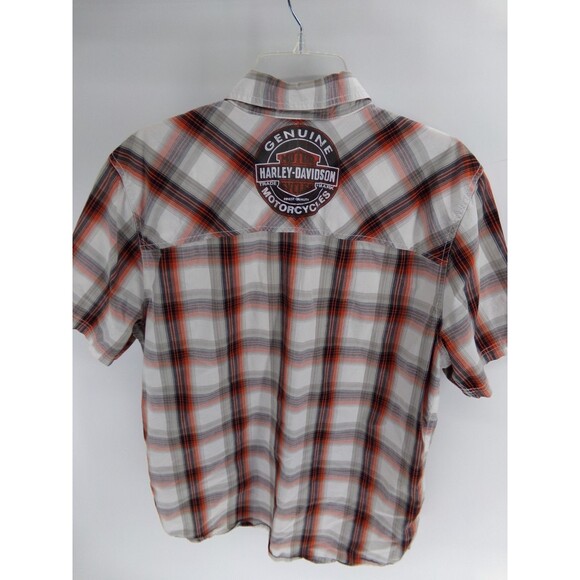 Harley Davidson Genuine Motor Clothes Mens Shirt SZ L Plaid Short Sleeve button - Picture 5 of 7